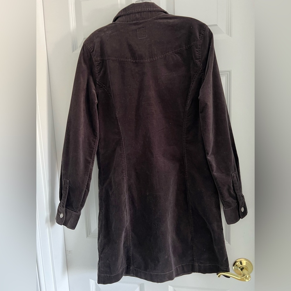 NWOT GAP Women's Stretch Velvet Chocolate Long Sleeve Shirt Dress - Picture 5 of 9